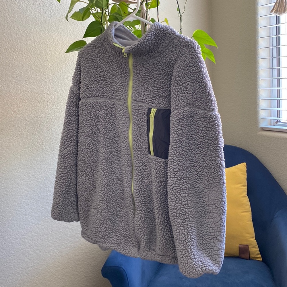 Wild Fable Womens Gray Fleece Sherpa Jacket Size M
